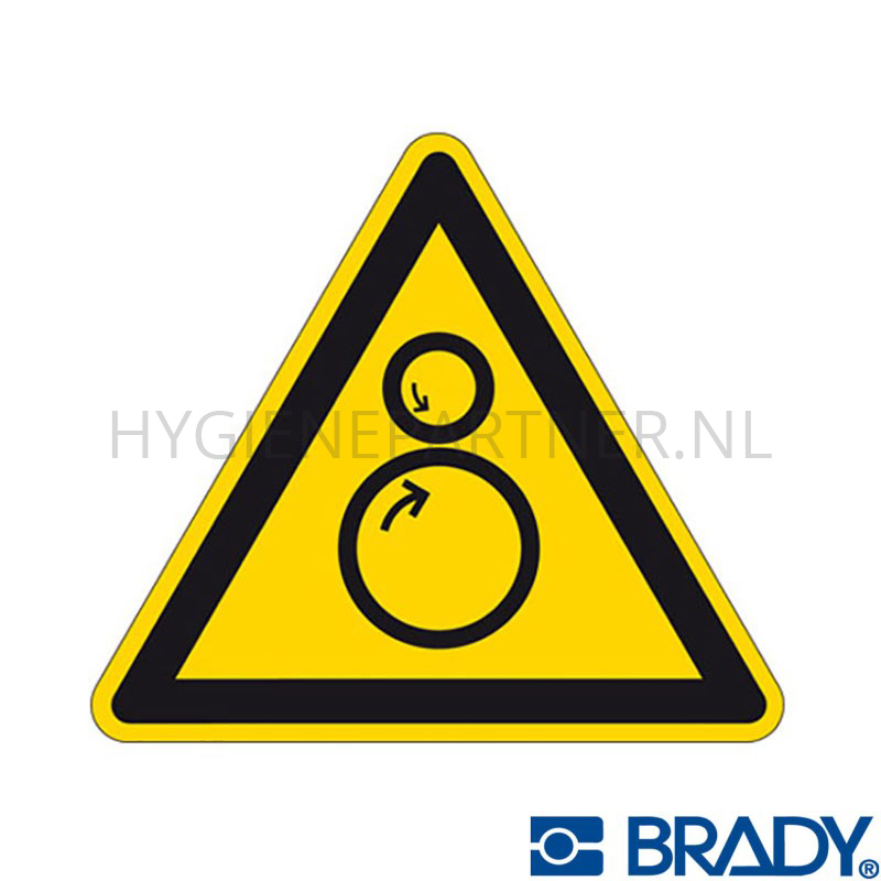 SB051065 Sticker opgepast voor roterende delen! DIN 4844 100 mm